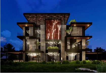 Phối cảnh Villa hiện đại về đêm tại Mr Quang - Villa Hiện Đại