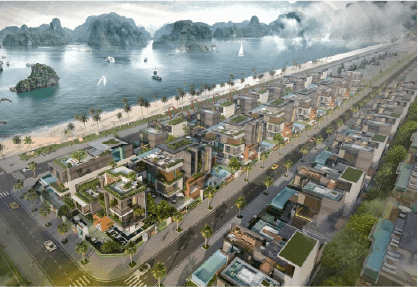 Phối cảnh Biệt thự view vịnh tại Khu đô thị Phương Đông Vân Đồn